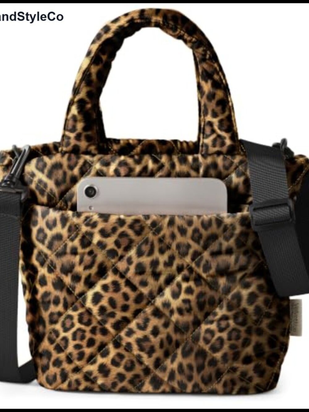 Quilted Nylon Puffer Crossbody Tote Bag Lightweight Trapezoid